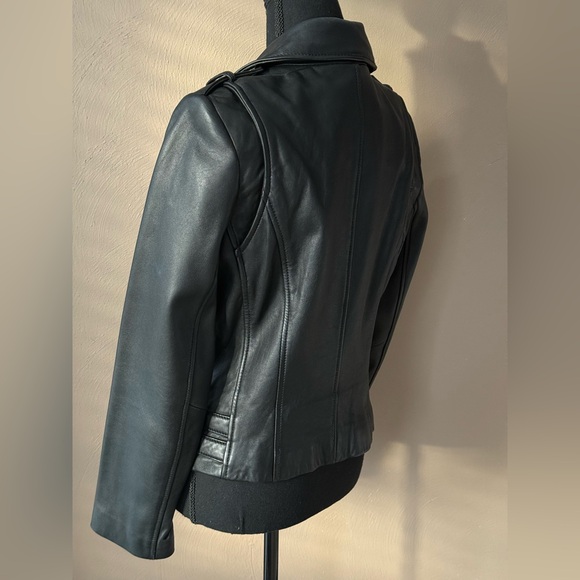 MICHAEL Michael Kors Black Leather Moto Lamb Leather Jacket Size Medium - Picture 6 of 10